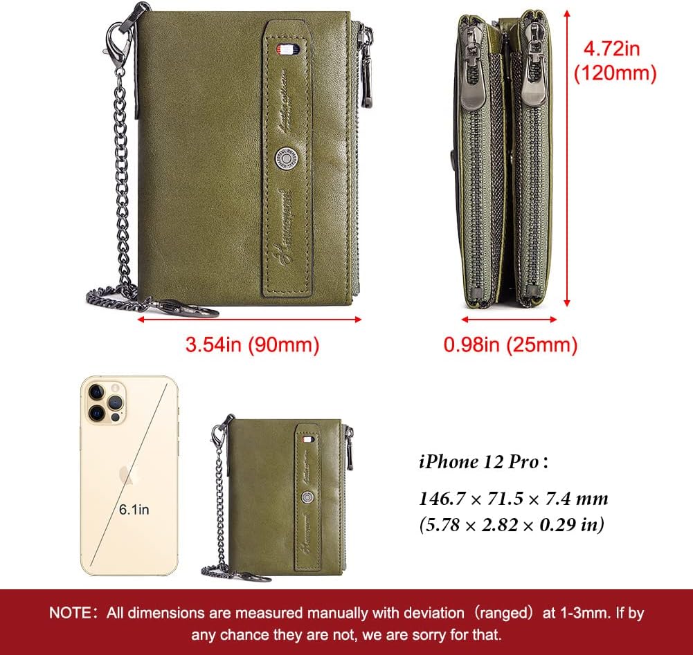 HUMERPAUL Herren Geldbörsen mit Kette, Ledergeldbörse für Herren mit RFID Schutz, Brieftasche aus ec