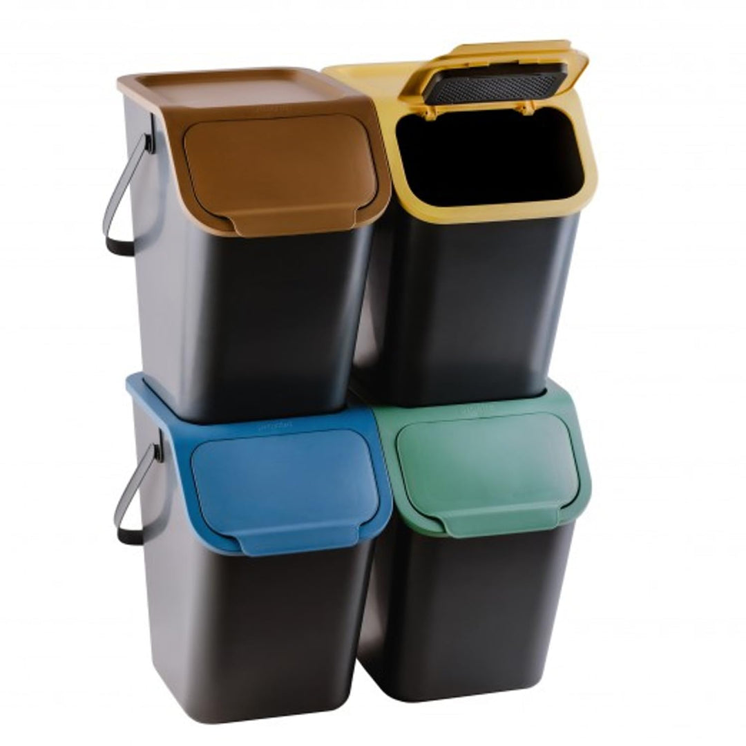 Practic Satz Sortierbehälter 4x25 l Bini Praktisches Behälterset, Polypropylen, zum Trennen, mit far