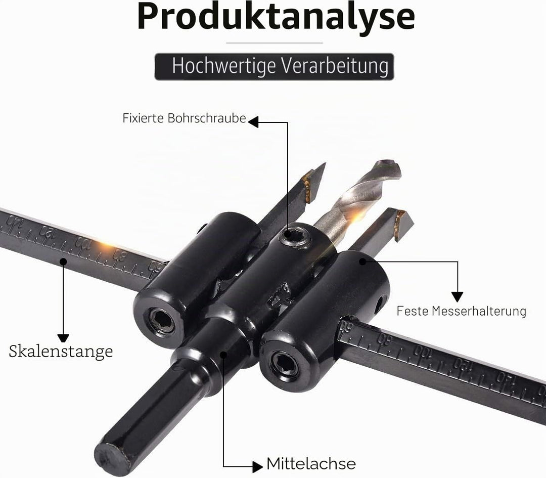 kreisschneider Verstellbar [Durchmesser: 30mm - 200mm], Verstellbar von 1 Zoll bis 5 Zoll Lochsägen