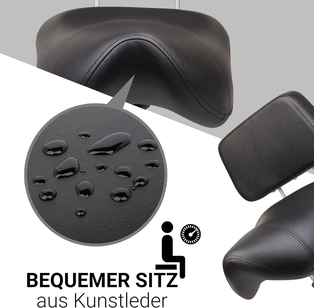 Staboos Rollhocker bis 160 kg - Premium Sattel Sitz mit Lehne und Bremse - Praxishocker (Premium Rol