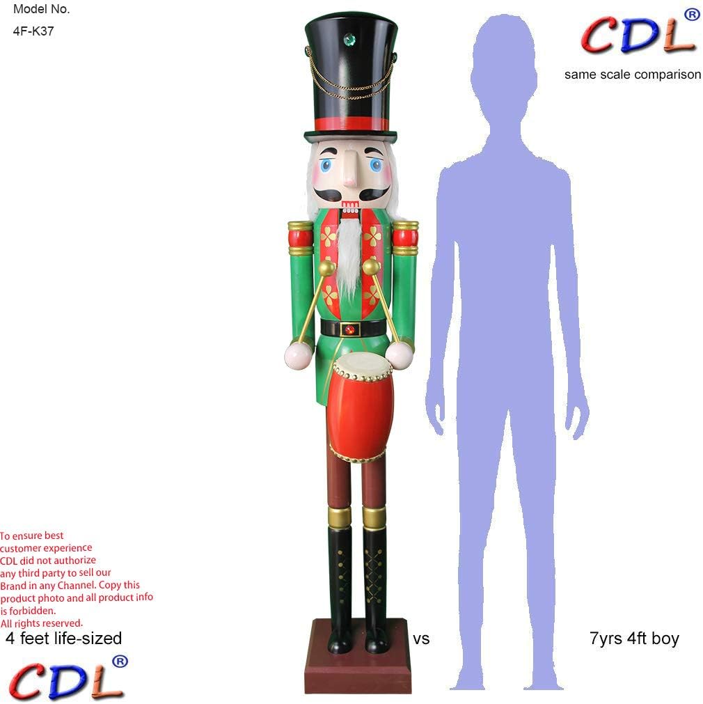 CDL 120 cm hoch lebensgross Grosse/Giant Weihnachten Holz Nussknacker Soldat Drummer Ornament auf St