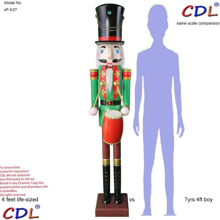 CDL 120 cm hoch lebensgross Grosse/Giant Weihnachten Holz Nussknacker Soldat Drummer Ornament auf St