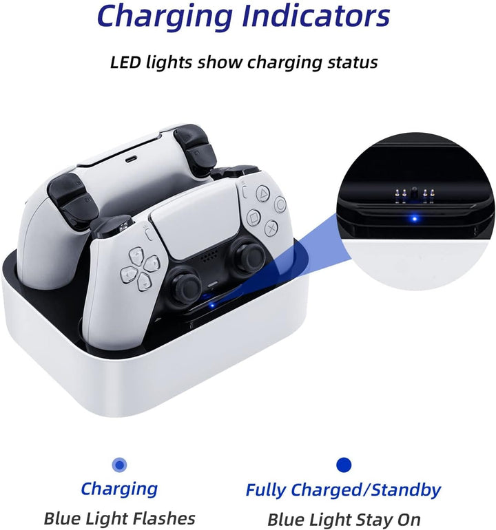 Mcbazel Ladestation PS5 Controller, PS5, Doppel-Ladegerät, Schutz gegen Überhitzung, dreifacher Schu