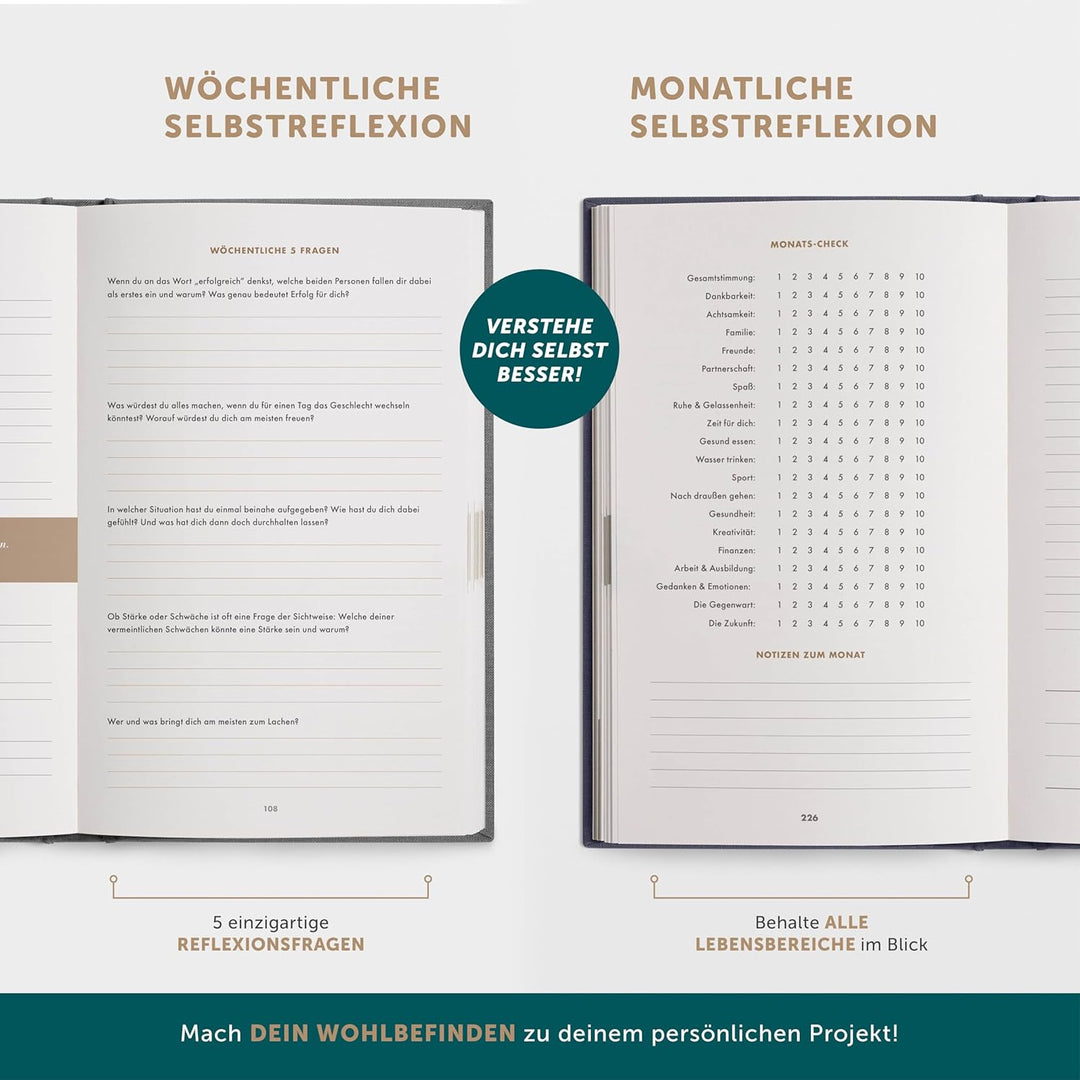 UrBestSelf 6-Minuten-Tagebuch (Das Original) | Achtsamkeitstagebuch, Anti-Stress Journal | Der Milli