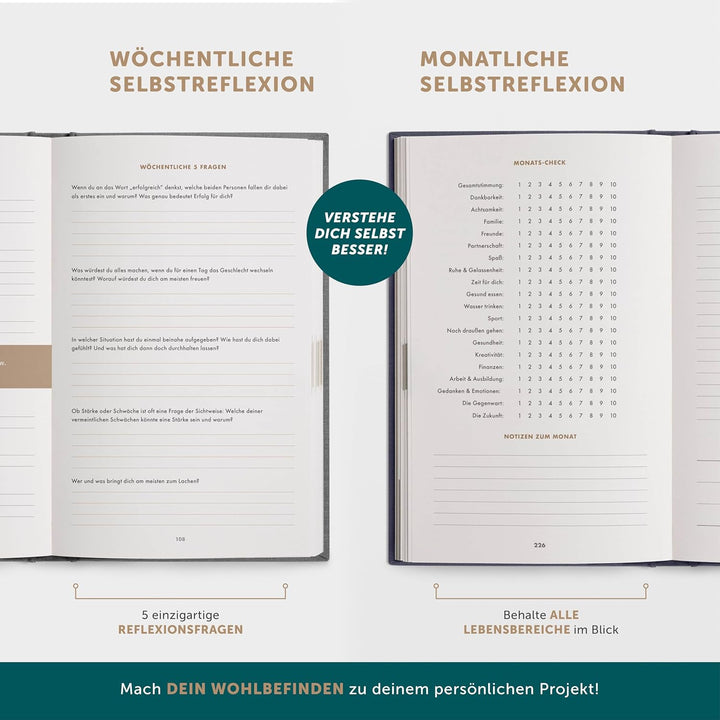 UrBestSelf 6-Minuten-Tagebuch (Das Original) | Achtsamkeitstagebuch, Anti-Stress Journal | Der Milli