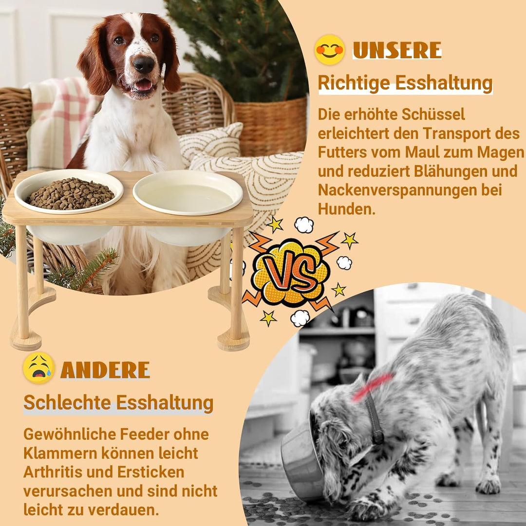 SPUNKYJUNKY Futterstation Hund Erhöht Hundenapf Keramik Erhöhter Futternapf für Hunde und Katzen (16