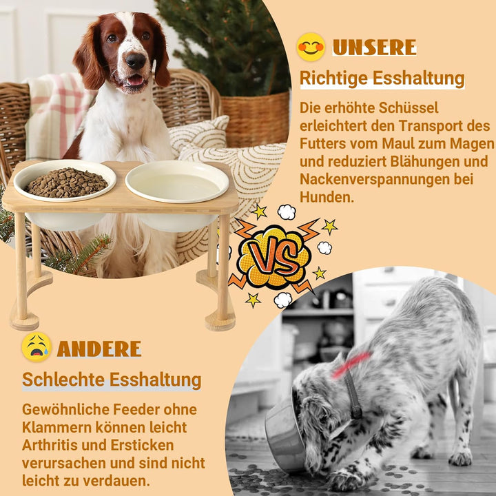 SPUNKYJUNKY Futterstation Hund Erhöht Hundenapf Keramik Erhöhter Futternapf für Hunde und Katzen (16