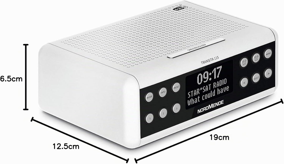 Nordmende Transita 115 – Digital-Radiowecker (DAB+/UKW Uhrenradio mit doppeltem Alarm, Sleep Timer,