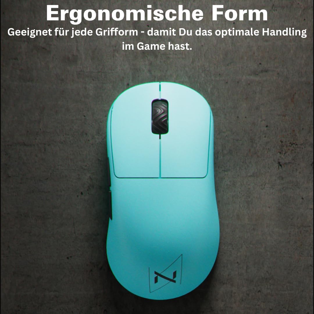 Nyfter - Premium Gaming Maus ELT Ergolight 4K Kabellos 52g Superlight Pixart PAW 3995 bis zu 26000 D