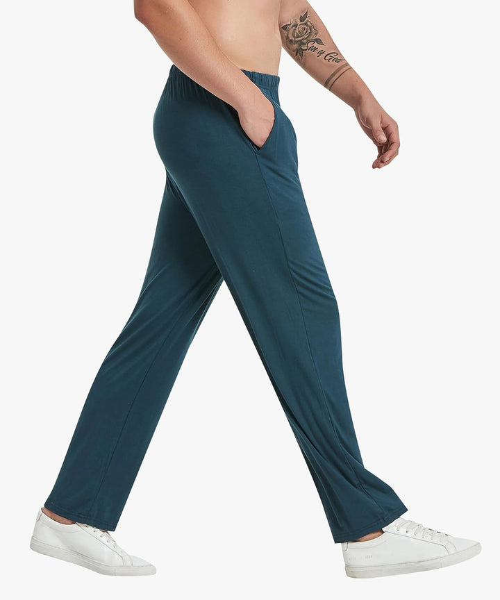 MoFiz Herren Schlafanzughose Lang Modal Pyjamahose Schlafhose Weit Loungewear, 2 Pack-05