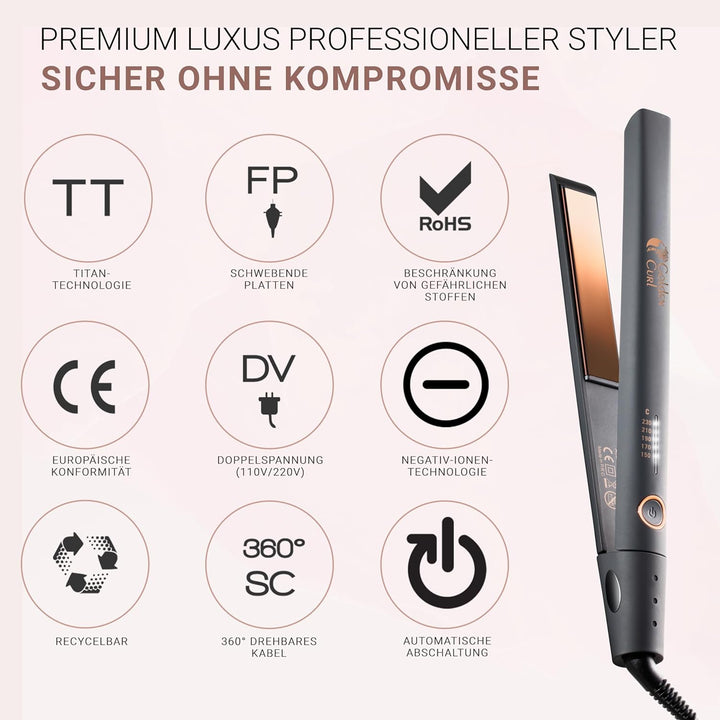 Glätteisen Locken und Glätten Haarglätter - 5 Jahre Sorgenfreiheit - Haar Styling Hair Straightener