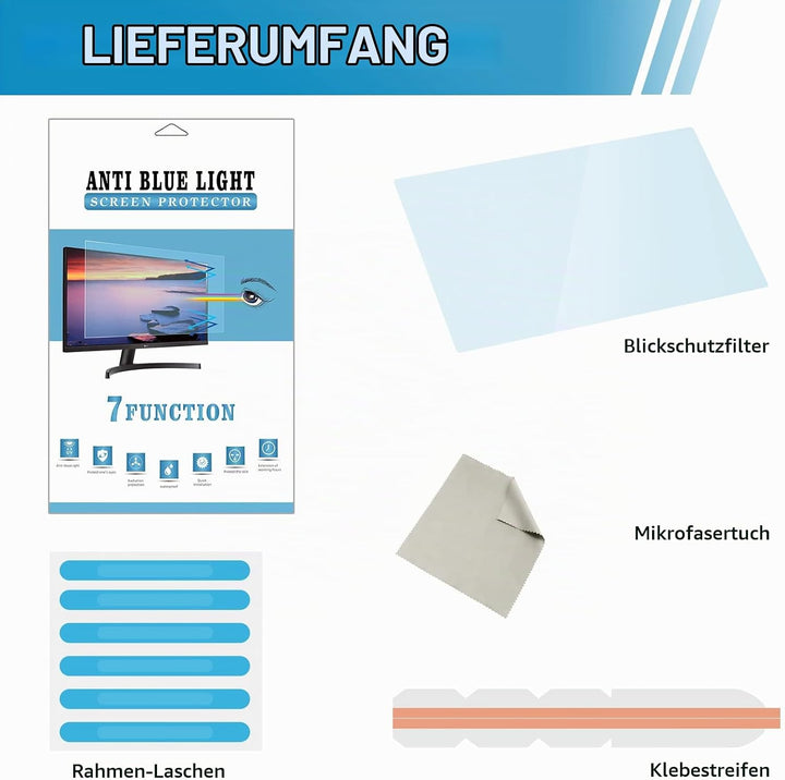SOPPY Anti-Blaulichtfilter Displayschutzfolie für 24 Zoll Computer Monitor, Abnehmbar Premium Blauli