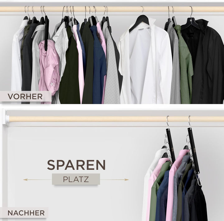 MORALVE Platzsparender Kleiderbügel Organizer – 4er-Pack – 6-stufiger Organizer aus europäischem Buc