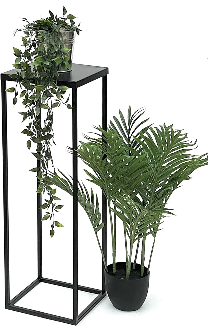 DanDiBo Blumenhocker Metall Schwarz 70 cm Eckig Blumenständer Beistelltisch FRA-005 Blumensäule Mode