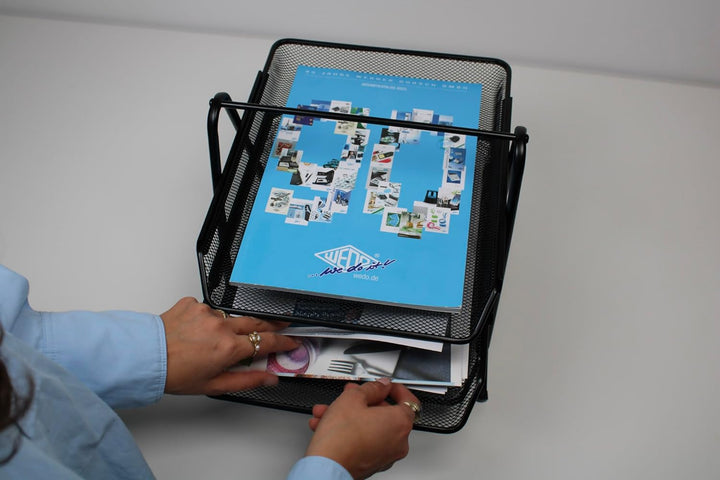 Wedo 65801 Briefablage Office (aus Drahtmetall, 3 Fächer, passend bis C4-Format, 35 x 30 x 27 cm) sc