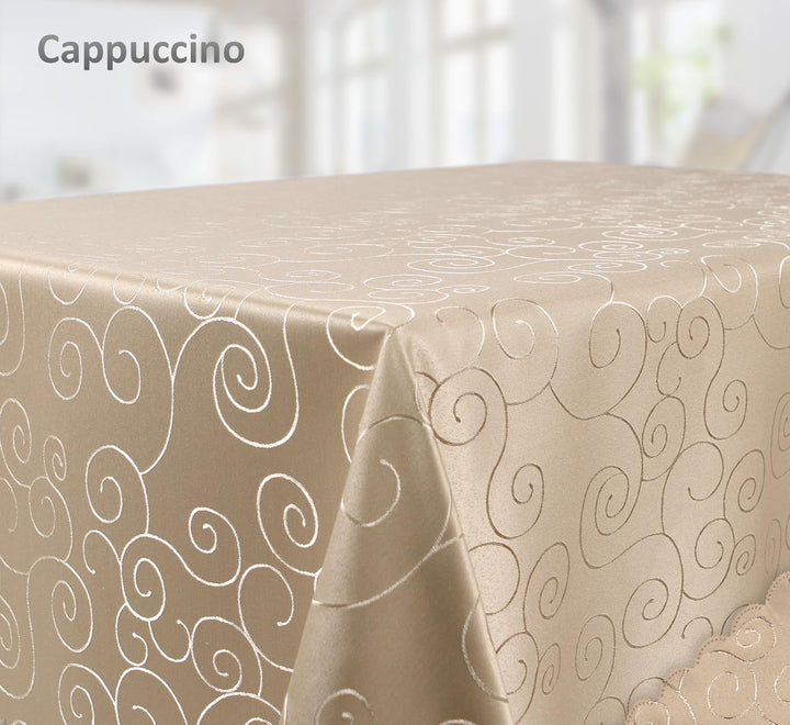 BEAUTEX Tischdecke Damast Ornamente - Bügelfreies Tischtuch - Fleckabweisende, Pflegeleichte Tischwä