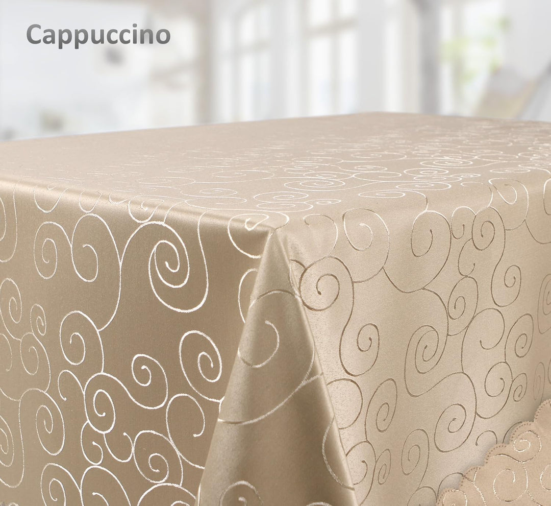 BEAUTEX Tischdecke Damast Ornamente - Bügelfreies Tischtuch - Fleckabweisende, Pflegeleichte Tischwä