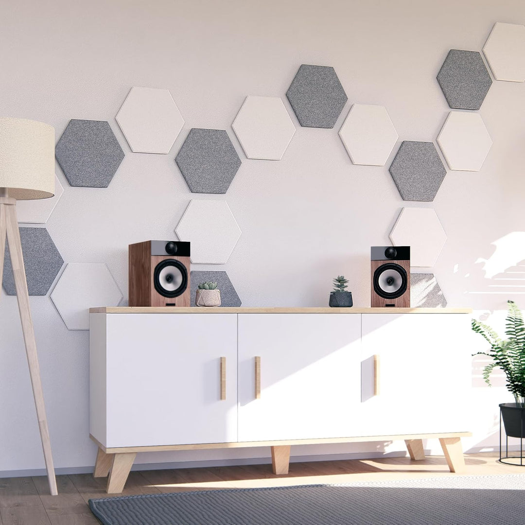 vilz Hexagon Akustikplatten selbstklebend 12 Stück aus recyceltem Filz - Hexagon Wandpaneele Schalli