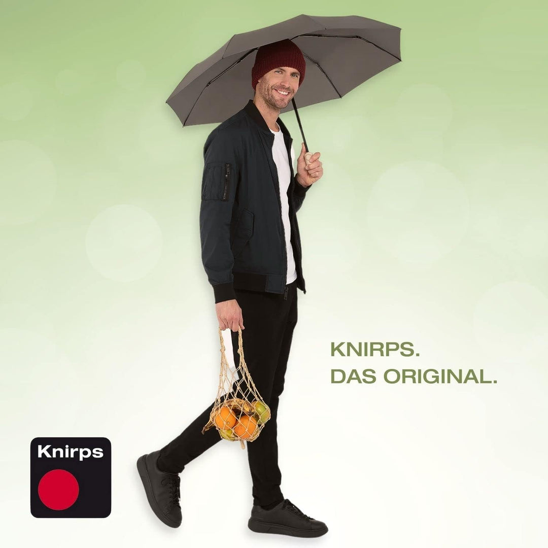 Knirps Regenschirm Horizon Duomatic schwarz mit Punkten I Nachhaltiger Regenschirm I Taschenschirm m