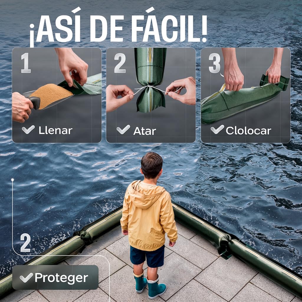 5x Sandsäcke Silosandsäcke geeignet für Hochwasserschutz, 25cm x100cm mit Griff, Zugband und Tragegr