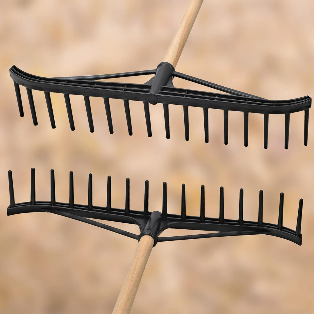 KOTARBAU® Heurechen - 55 cm - mit Holzstiel 1,52 m - Laubrechen Kunststoff - Rechen für Garten - Lau