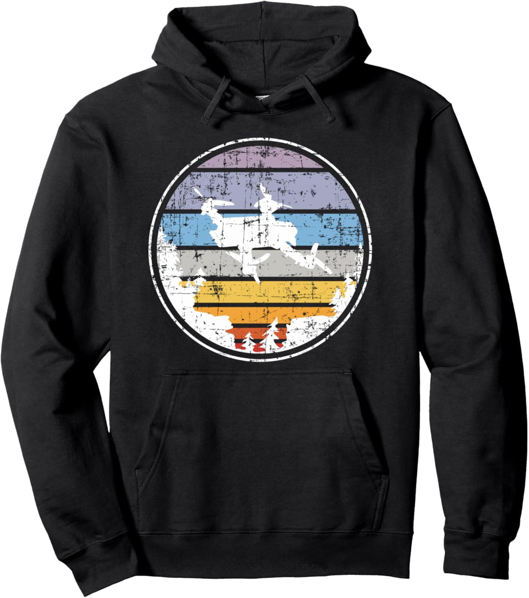 Vintage Sonnenuntergang Retro Style Drohne Quadcopter Pilot Pullover Hoodie