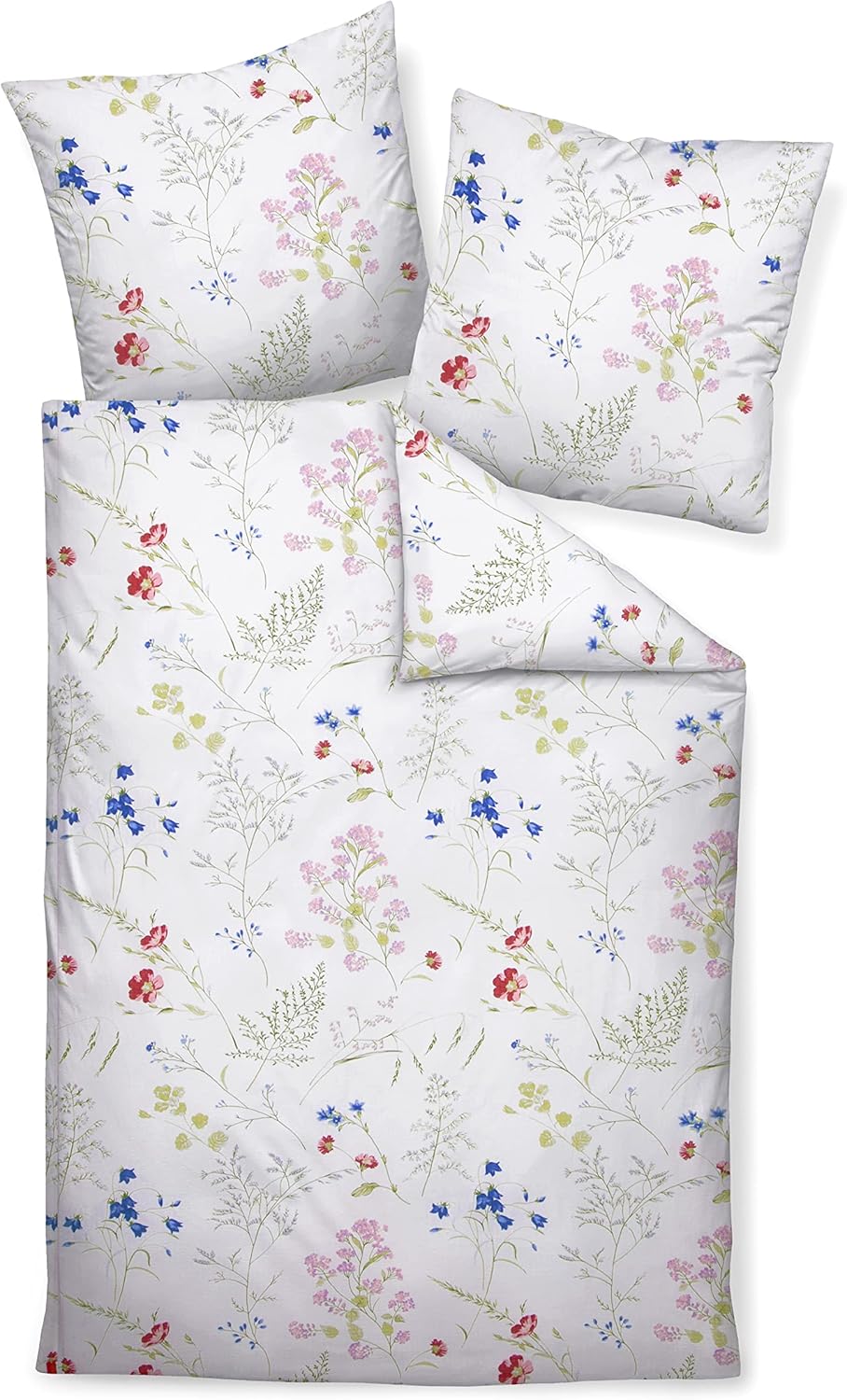 Janine Mako-Soft-Seersucker Bettwäsche Tango 135x200 cm + 80x80 cm rot-Beere-blau, 135x200 cm + 80x8