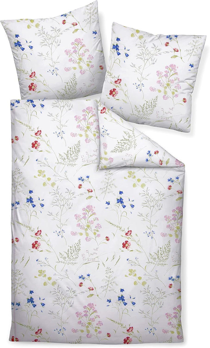 Janine Mako-Soft-Seersucker Bettwäsche Tango 135x200 cm + 80x80 cm rot-Beere-blau, 135x200 cm + 80x8