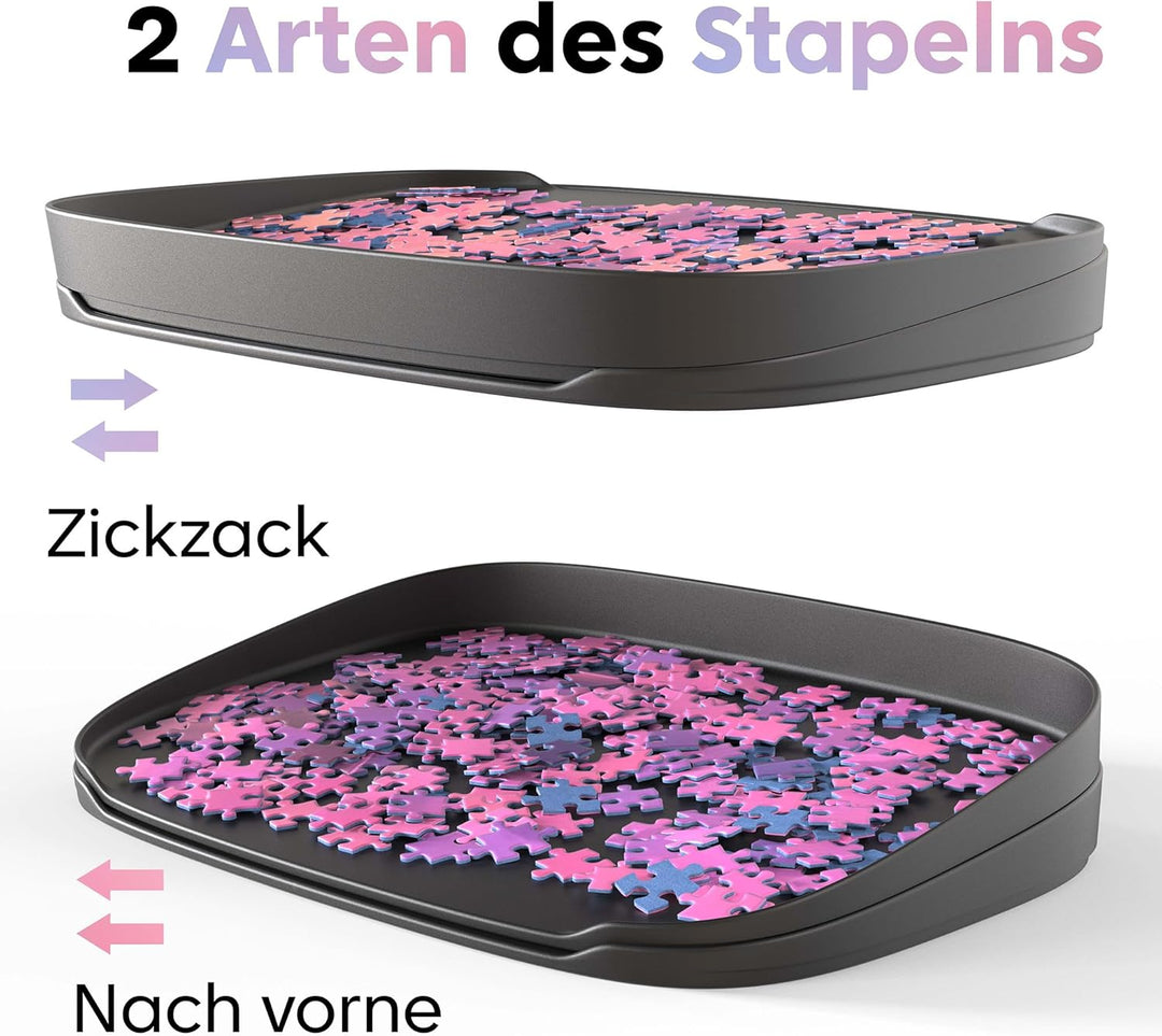 Puzzlup Stapelbare Puzzle Sortierschalen mit Box Anzeige auf Deckel – Set aus 6 Schalen – Bis zu 150