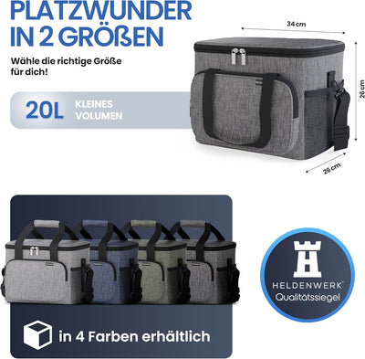 HELDENWERK Kühltasche für Essen & Getränke - Isolierte Thermotasche auslaufsicher & wasserdicht - Fr