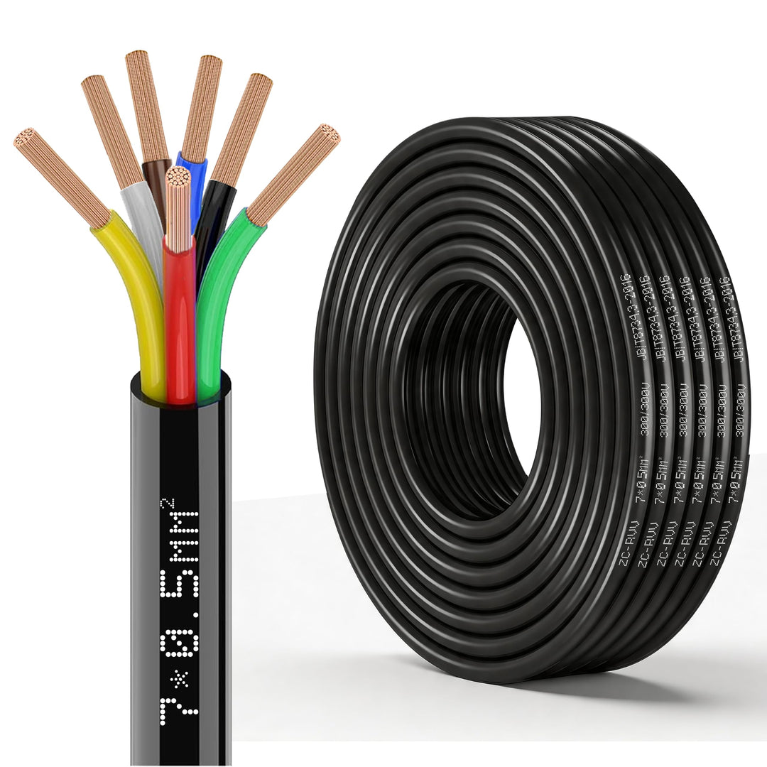 7-adriges Kabel 10M 12V 24V für Anhänger 10m Abschleppseil, 7 * 0.5mm² 10Meter flexibles Verlängerun