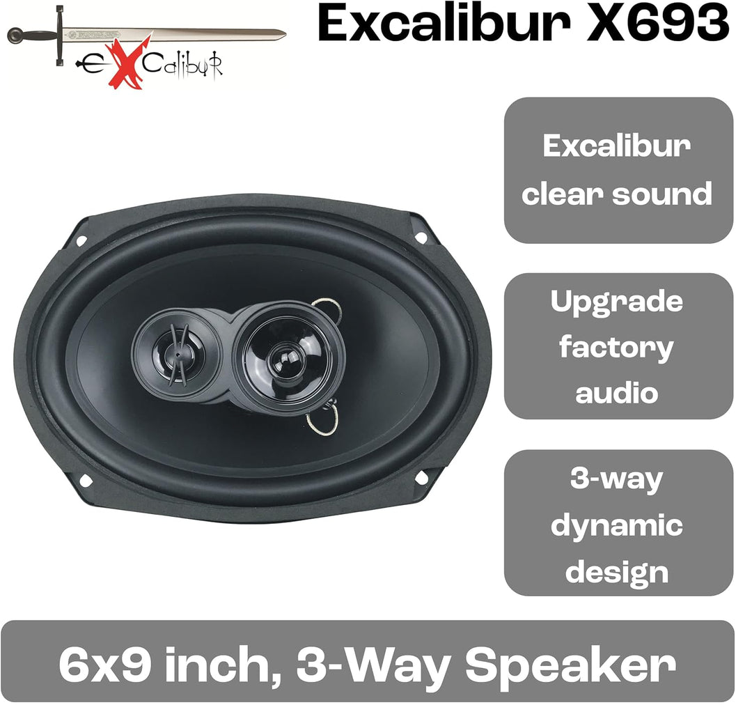 Excalibur X693 3 Wege Auto Lautsprecher 16 x 23 cm/6 x 9 500 W Paar Preis für viele Ford, Mazda oder
