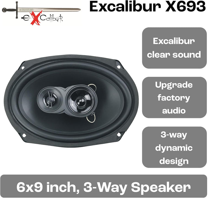 Excalibur X693 3 Wege Auto Lautsprecher 16 x 23 cm/6 x 9 500 W Paar Preis für viele Ford, Mazda oder