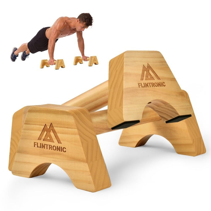 flintronic Liegestützgriffe Holz, Rutschfeste Push-Up Bars, Ergonomische Handstandgriffe für Calisth