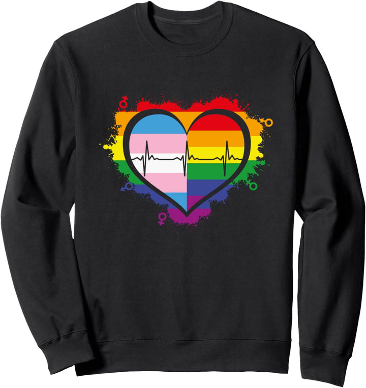 Heartbeat Herz Liebe Regenbogen Pride CSD Gay LGBTQ Sweatshirt