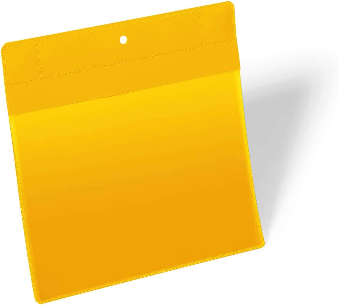 Durable Magnetische Kennzeichnungstasche Extra Stark A5 quer, Packung à 10 Stück, Gelb, 174604 A5 Qu