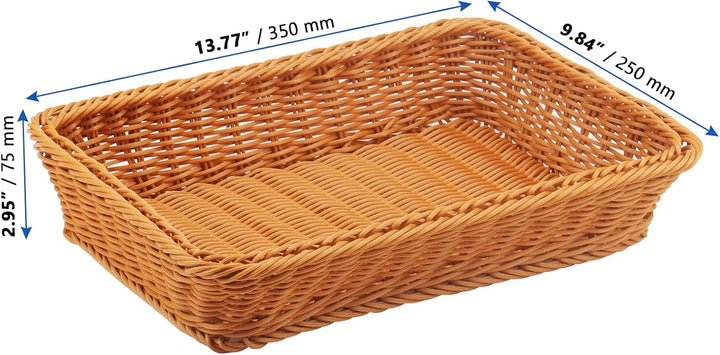2 Stück Brotkorb Geflochten Rechteckig, 35x25x7,5cm Poly Weidenkorb Brotkorb Geflochten Weide, Resta