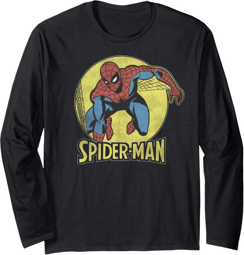 Marvel Spider-Man Classic Comic Themed Circle Portrait Langarmshirt