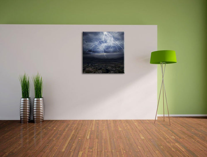 gewaltiges Gewitter, Format: 70x70 als Leinwandbild, tolle Bilder fertig auf Holzrahmen gespannt, Ku