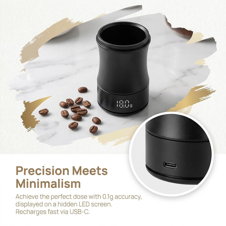 Kaffeewaage, Espresso Waage 0,1g - Digitale Kaffee Waage mit Dosierbecher, USB-C Wiederaufladbar, Ba
