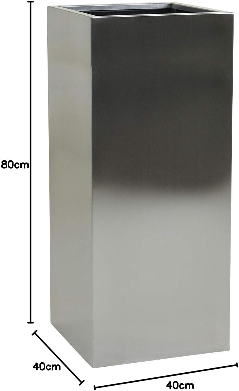 VIVANNO Pflanzkübel Blumenkübel Pflanzgefäss Übertopf Edelstahl Block - 80 x 40 x 40 cm BLOCK 80x40x