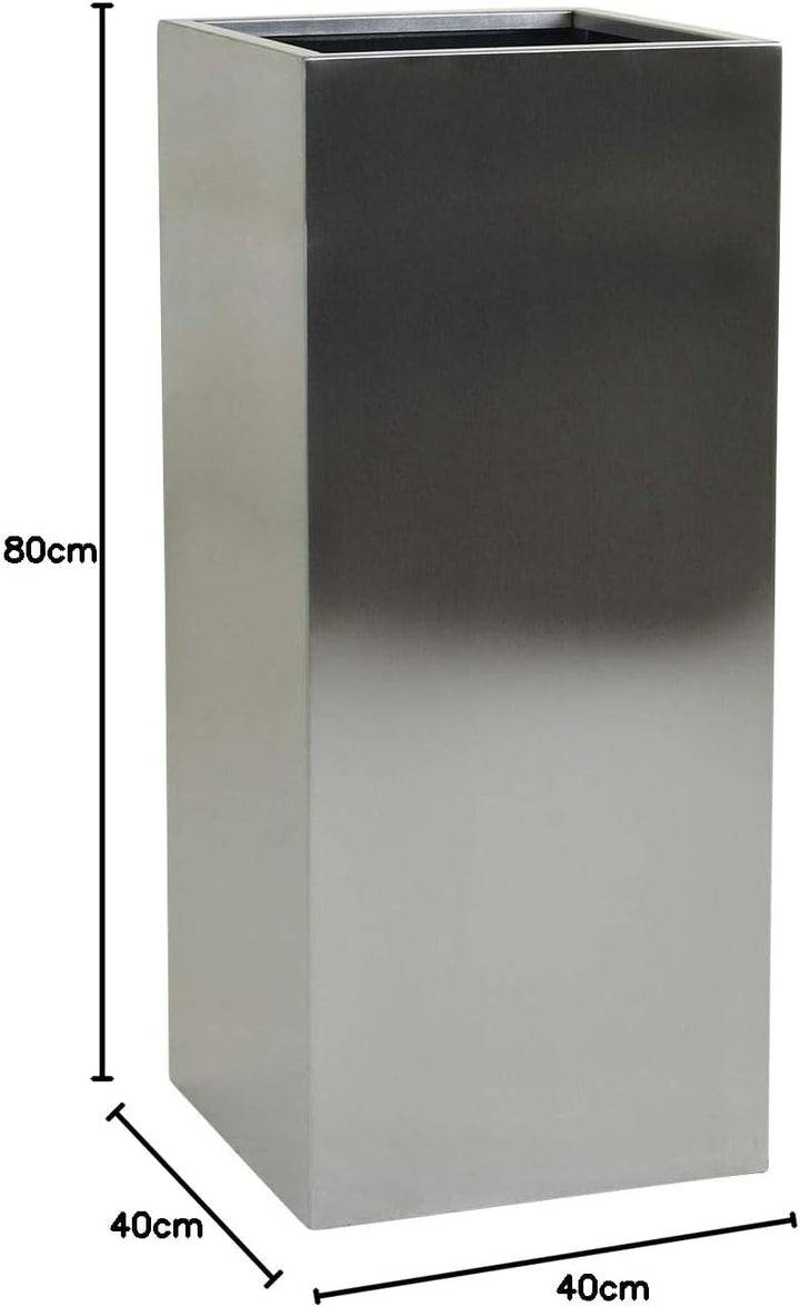 VIVANNO Pflanzkübel Blumenkübel Pflanzgefäss Übertopf Edelstahl Block - 80 x 40 x 40 cm BLOCK 80x40x