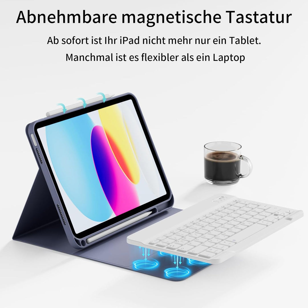 ZOPSGYU Hülle mit Tastatur für iPad (A16) 11/10 Generation (2025/2022, 11/10.9 Zoll), Schutzhülle mi