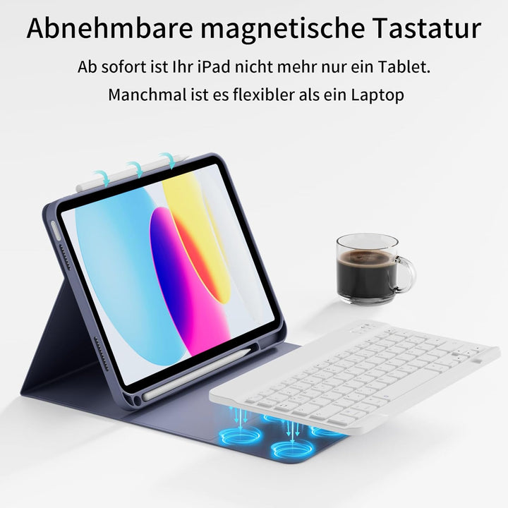 ZOPSGYU Hülle mit Tastatur für iPad (A16) 11/10 Generation (2025/2022, 11/10.9 Zoll), Schutzhülle mi
