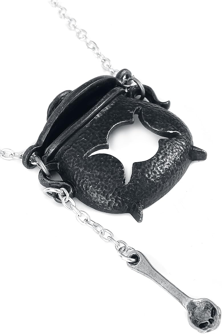 Alchemy Gothic Witches Cauldron Frauen Halskette schwarz/silberfarben Gothic, Schwarz/Silberfarben