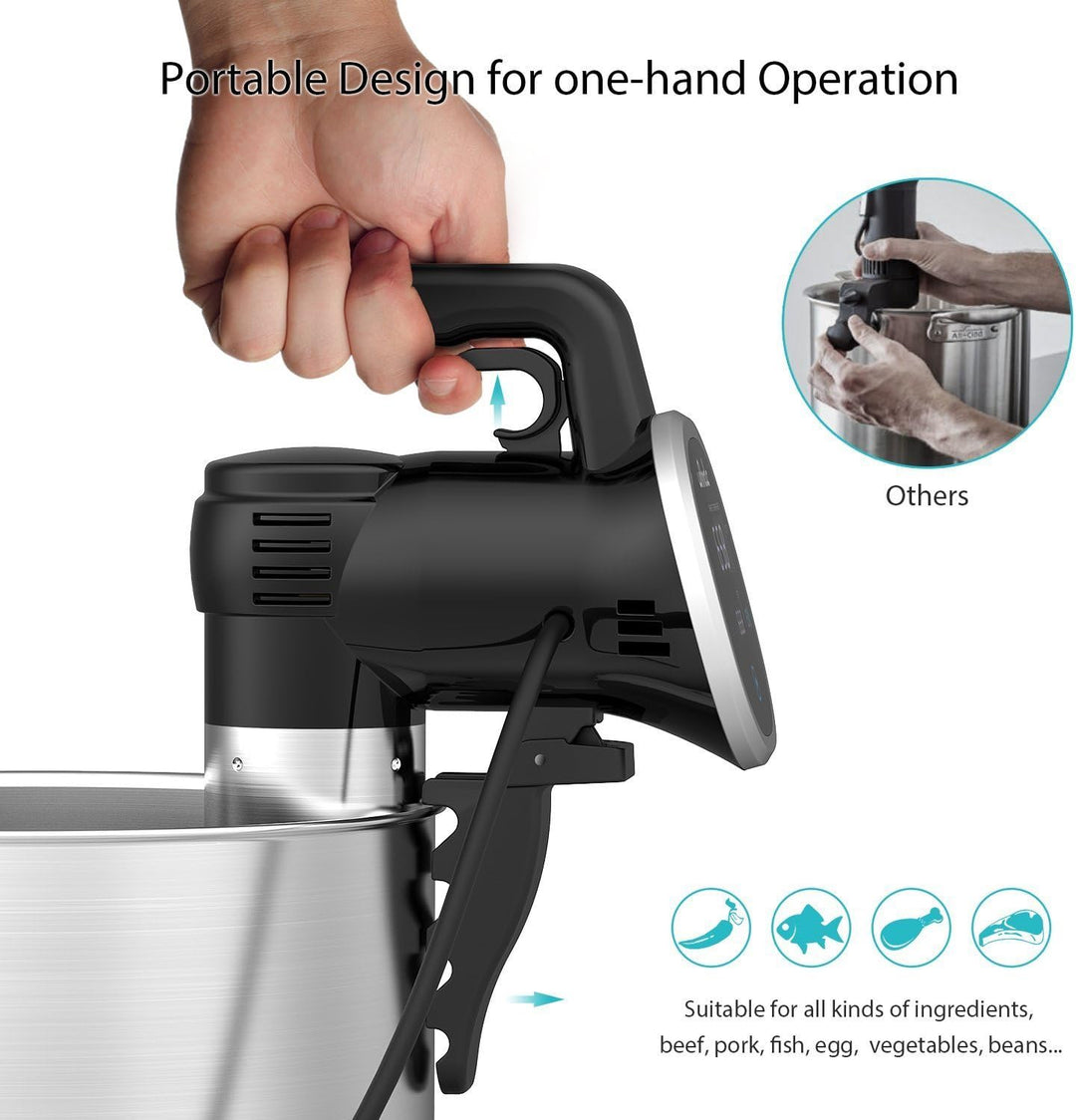 Wancle Sous Vide Präzisionskochtopf Immersion Zirkulator, Schwarz