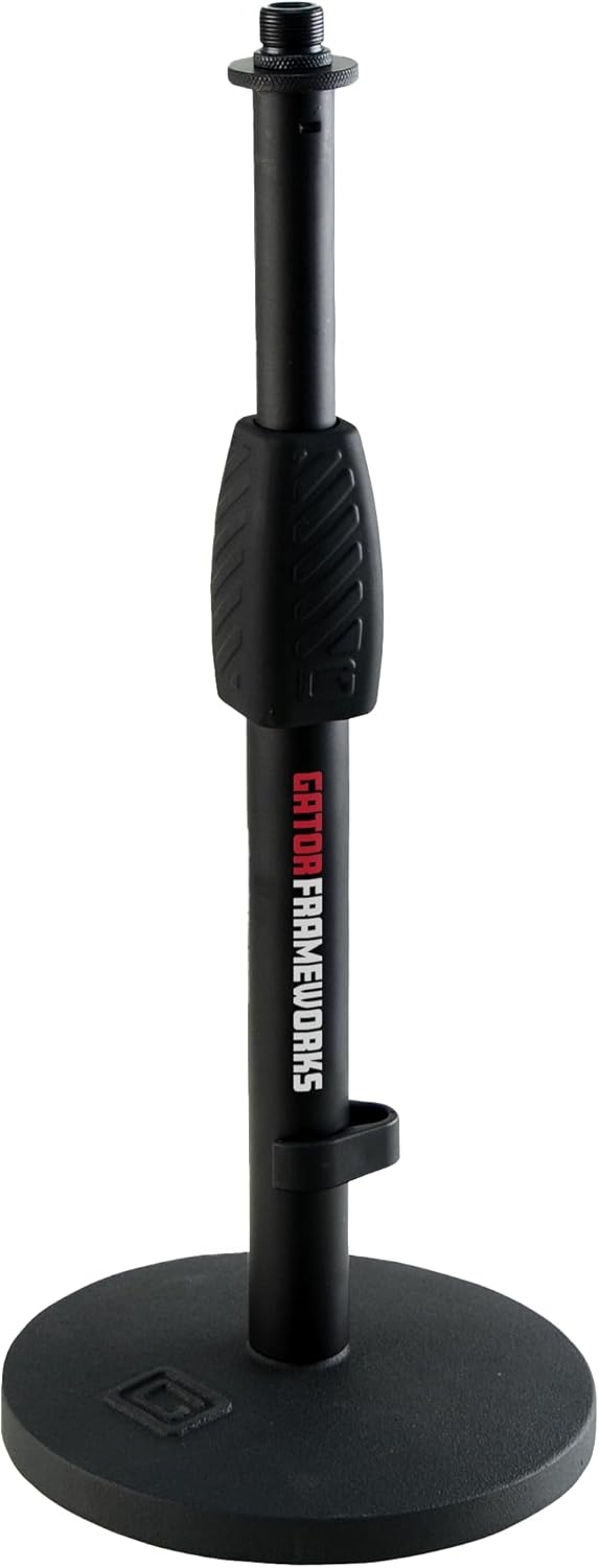 Gator Frameworks Deluxe Desktop Tisch Mikrofonständer mit einstellbarer Höhe, schwarz (GFW-MIC-0601)
