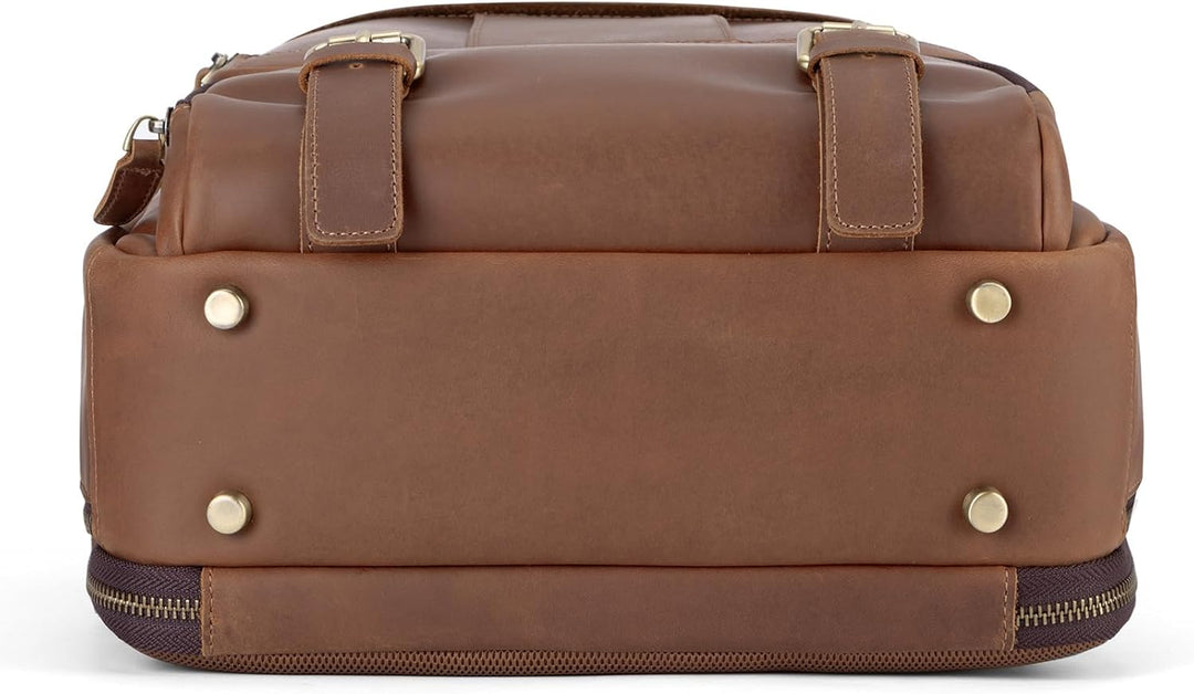 Tzowla Lederucksack Herren,Tasche für Damen Echtleder,Laptop Rucksack für Business und Arbeit für 15