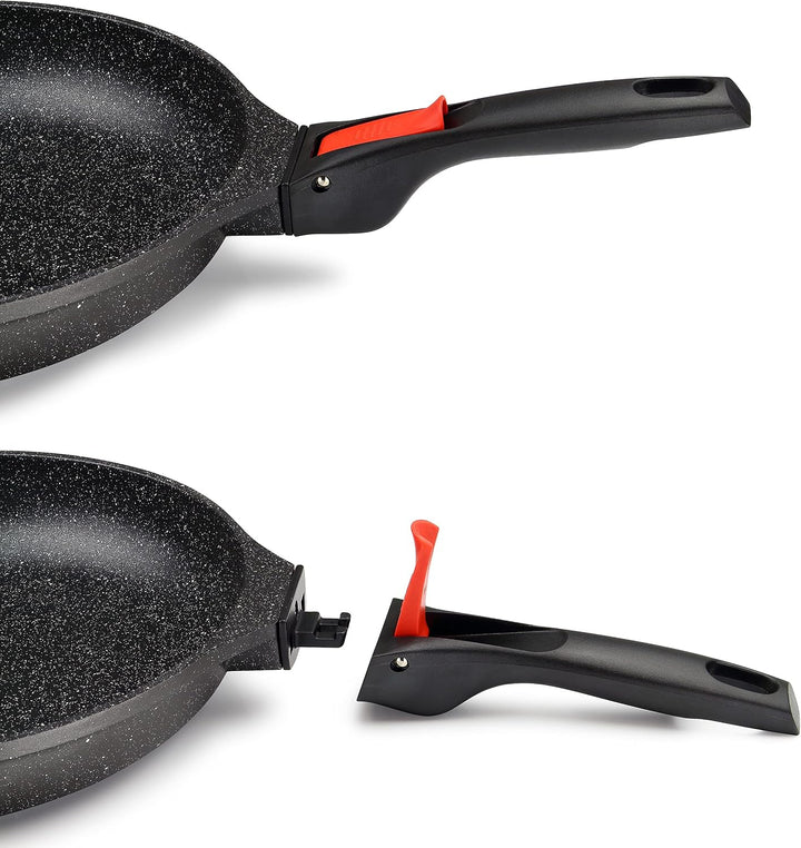 Linnuo Aluguss Pfanne 28 cm abnehmbarer Griff, Antihaft beschichtete Pfanne Induktion und alle Herde