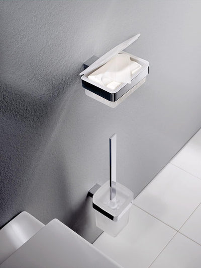 emco LOFT WC-Bürstengarnitur, Toilettenbürste mit Halterung und Griff aus Aluminium und Behälter aus